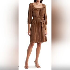 Nine West Brown Long Sleeve Dress
